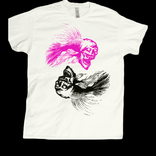 Skull head fish yin and yang graphic tees unisex