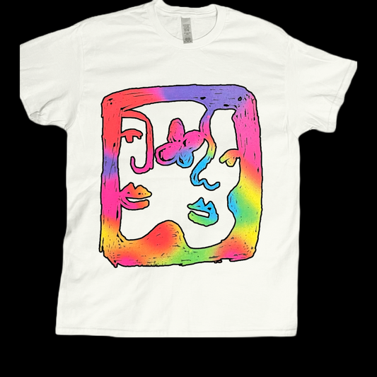 Abstract doodle colorful face line art graphic tees unisex