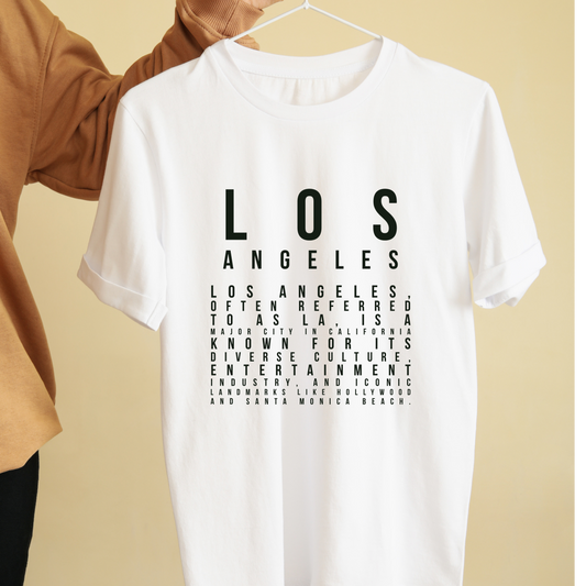 Los Angeles City graphic tees unisex available in white and black